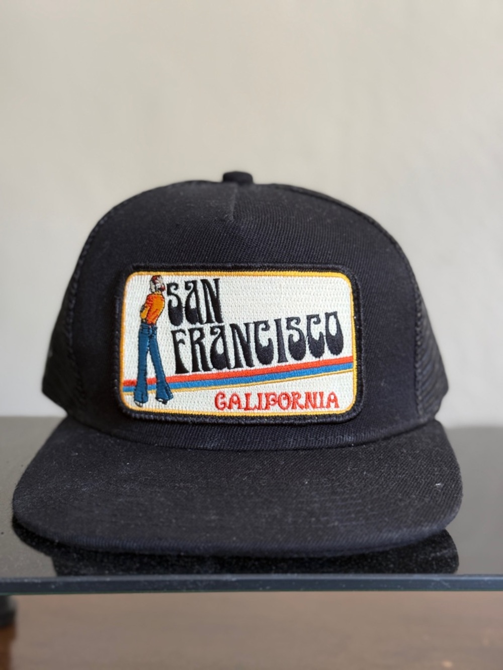 San Francisco California Black Patch Trucker Hat